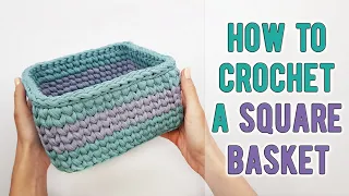 How to crochet a two colors SQUARE BASKET  ||  DIY Tutorial  ||  + some little useful tips