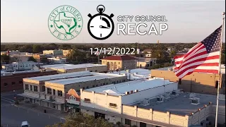 City of Cuero | Cuero City Council Recap December 2022 | Cuero, TX