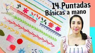 BORDADO A MANO PARA PRINCIPIANTES PASO A PASO 😘 14 PUNTADAS BÁSICAS QUE DEBES APRENDER!!