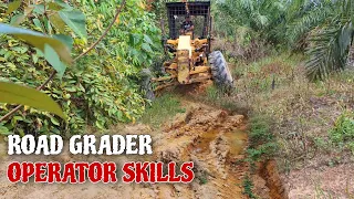 caterpillar grader working - terbaik skills operator bikin jalan kebun jadi cantik - step by step