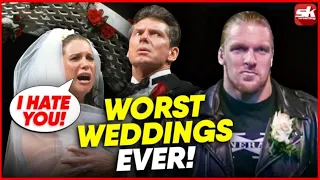 5 most awkward in-ring weddings in WWE | Triple H, Bobby Lashley, Lana, Stephanie McMahon