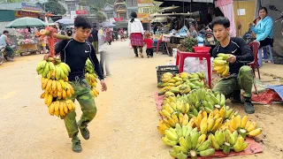2 Days Harvest Big Bananas Go To Country Market Sell, Make a hut, 2 Year Off Grid Cabin in Forest