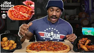 Pizza Hut's NEW Hot Honey Pizza and Wings Review!
