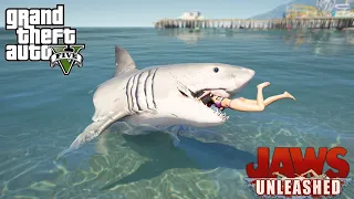 PLAYING as JAWS! GTA 5 Play As A Shark Mod Gameplay! (GTA 5 Mods)