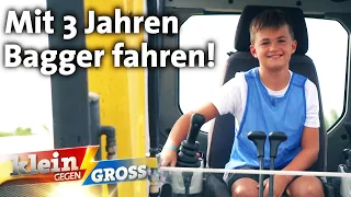 Er fuhr mit 3 Jahren das erste Mal Bagger! | Klein gegen Groß