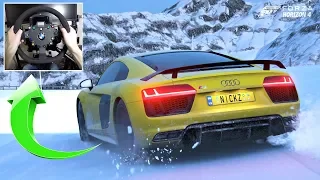 Forza Horizon 4 - Audi R8 Plus Drifting in SNOW with Fanatec Steering Wheel & Pedal Gameplay!