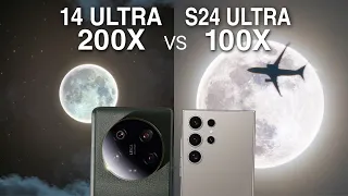 Xiaomi 14 Ultra 200X Vs Samsung Galaxy S24 Ultra Moon Zoom Test | 200X Vs 100X