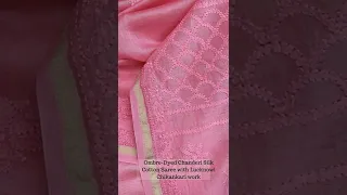 Ombre Dyed Chanderi Silk Cotton Saree with Lucknowi Chikankari work