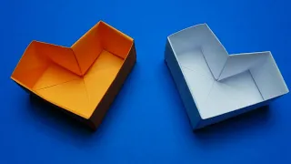 How to make an origami box in the shape of a heart. Origami box