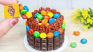 Amazing Miniature Chocolate KitKat Cake Decorating With M&M Candy 🍫Tiny Rainbow Cake By Yummy Bakery