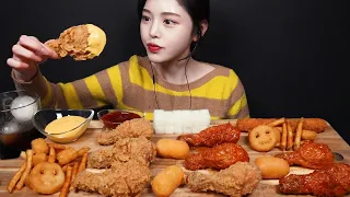 SUB)Fried Chicken & Seasoned Spicy Chicken Mukbang Asmr🍗 (Cheeseball, Assorted Fried Potatoes)