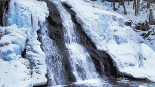 Soothing Waterfall on a Snowy Winter Day | Water Sounds for Sleeping