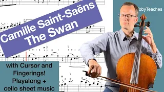 The Swan Camille Saint-Saëns | new: with Cursor! and fingerings | piano accompaniment | playalong |