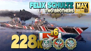 Destroyer Felix Schultz in the middle of Two Brothers - World of Warships