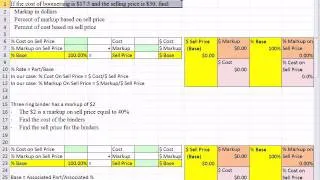 Excel 2010 Business Math 69: Markup On Sell Price