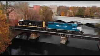 Grand Elk and Grand trunk plus NS passing the New York Central museum GMTX 2204