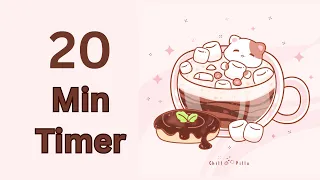 20 Mins - Study Timer Work with me Cat Coffee with Marshmallow #timer #20min #20minsleep #lofichill