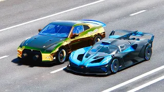 Bugatti Bolide vs Nissan GT-R ALPHA QUEEN at Drag Race 20 KM