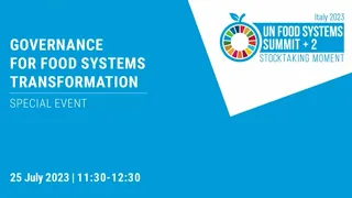 UNFSS+2  Governance for Food Systems Transformation