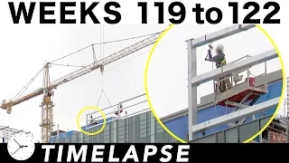 Four-week construction time-lapse with 31 closeup/highlight segments: Ⓗ Weeks 119 thru 122