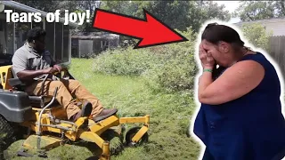 DISABLED GRANDMA CRIES when I cut her OVERGROWN lawn.. FOR FREE! *EMOTIONAL