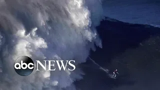 Female surfer lands record-breaking 68-foot wave
