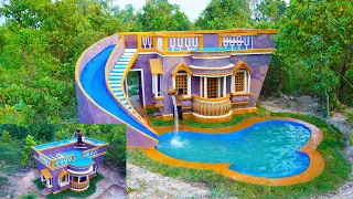 Build Most Creative Modern Contemporary Waterslide Park To Swimming Pool With Villa Design In Forest