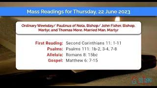 Catholic Mass Readings in English - June 22 2023