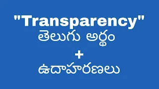 Transparency meaning in telugu with examples | Transparency తెలుగు లో అర్థం @meaningintelugu