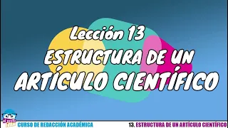 LECCIÓN 13. ESTRUCTURA DEL ARTÍCULO CIENTÍFICO