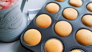 Soft & fluffy Chiffon Cupcakes. Make this with only 3 Eggs | 松软纸杯蛋糕  (US Cup & Metric Measurements)