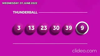 The National Lottery thunderball draw from 1 June 2022