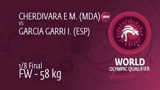 1/8 FW - 58 kg: M. CHERDIVARA E (MDA) df. I. GARCIA GARRI (ESP) by TF, 11-0