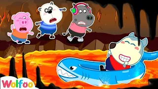 The Floor Is Lava Wolfoo Passes the Lava River by Baby Shark Float Wolfoo Kids Cartoon