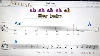 Black dog/Led zeppelin💋노래방, 통기타 , 코드 큰악보,  가라오케, 반주💖Karaoke, Sheet Music, Chord, MR