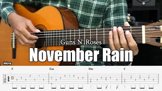 November Rain - Guns N' Roses - Fingerstyle Guitar Tutorial + TAB & Lyrics