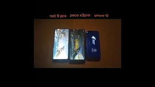 note 9 pro vs poco x3 pro vs iphone 12 pubg test || pubg test || iphone 11| iphone 12