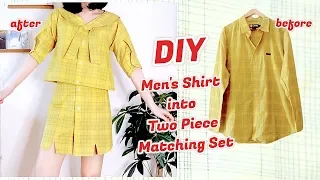 Refashion DIY Men's Shirt into Two Piece Matching Set / ファッション 古着リメイク / COSTURA / 옷리폼ㅣmadebyaya