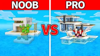 Mikey Family & JJ Family - NOOB vs PRO : House On Water Build Challenge in Minecraft (Maizen)
