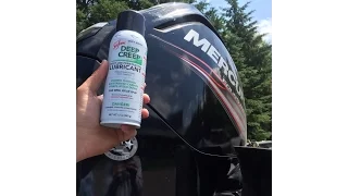 Use Deep Creep lubricant to clean plastic and rubber boat surfaces