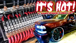 It's HOT! 11 Amplifiers Hooked up, Fused & Fired up on 17 Volts! SMD Chevy Tahoe