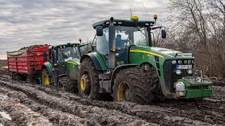 Sugar Beet Transport in MUD "2024" 20x John Deere 4x Claas