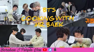 BTS WITH MR  BAEK COOKING EDITION ENG SUB | RM, JIN, SUGA, J-HOPE, JIMIN, V AND JUNGKOOK.💋💖❤😂😜