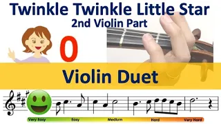 Twinkle Twinkle Little Star Violin Duet 2nd violin part sheet music and easy violin tutorial