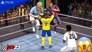 WWE 2K23 - Ronaldo vs Messi vs Benzema vs Mbappe vs Haaland vs Vinicius - Elimination Chamber Match