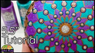 Aqua and Purple Mandala Dot Art Rock Painting Tutorial