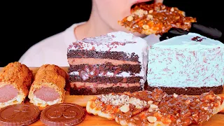 ASMR Dessert Chocolate Cake, Iced Mint Chocolate Cake, Chocolate Rolls, Nutella Croffle Mukbang 먹방