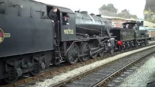 WD 8F 90733 + L&Y 1300 at Keighley-KWVR Winter gala '13