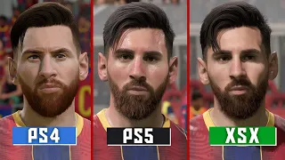 FIFA 21 - PS4 vs PS5 vs XSX (Face/Graphics/Load Times/UEFA Champions League Celebration) COMPARISON