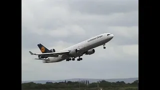 Lufthansa Cargo MD-11 Freighter {D-ALCR} Aborted landing/Go-Around  at Manchester Airport!